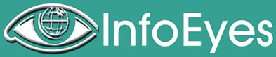 Info Eyes logo; green background; large size; horizontal