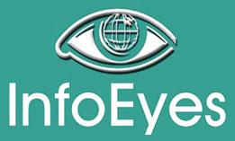 Info Eyes logo; green background; large size; vertical