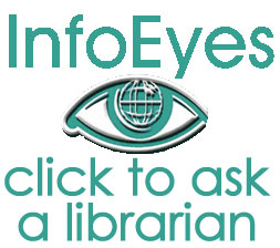 Info Eyes logo; white background; large size; Click to ask a librarian