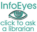 Info Eyes logo; white background; small size; Click to ask a librarian